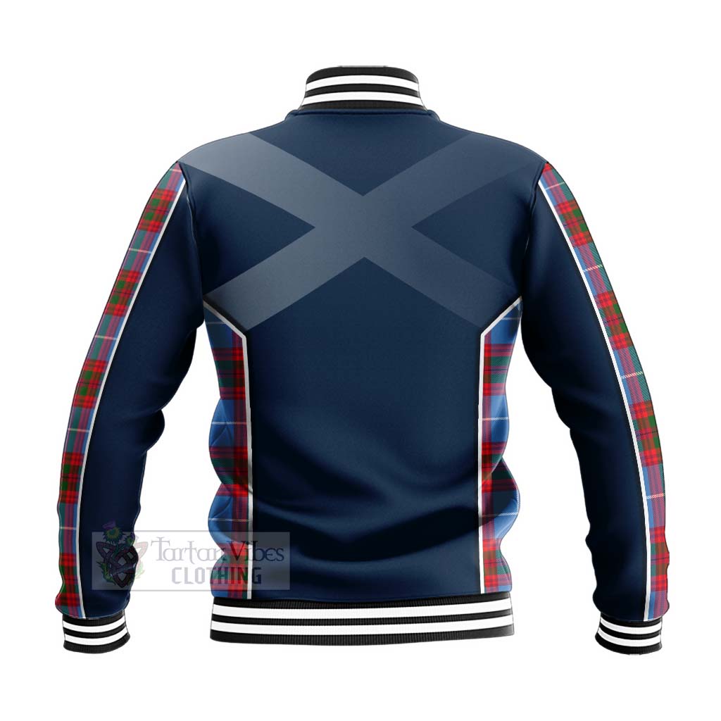 Newton Tartan Baseball Jacket with Family Crest and Scottish Thistle Vibes Sport Style - Tartan Vibes Clothing