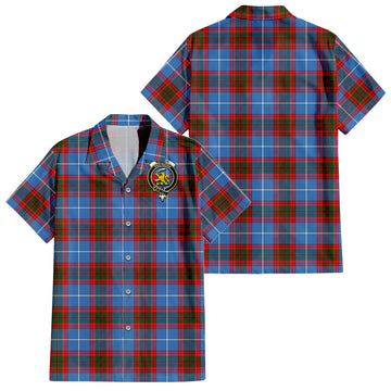 Newton Tartan Short Sleeve Button Down Shirt with Family Crest