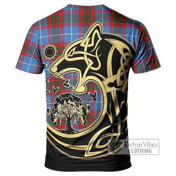 Newton Tartan T-Shirt with Family Crest Celtic Wolf Style - Tartan Vibes Clothing