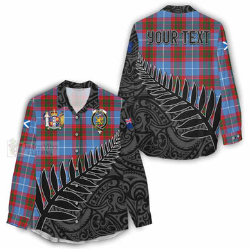 Newton Crest Tartan Women's Casual Shirt with New Zealand Silver Fern Half Style - Tartan Vibes Clothing