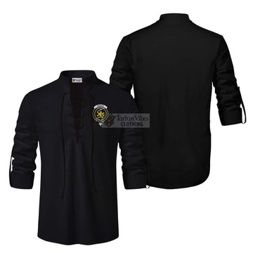 Newton Clan Crest Ghillie Kilt Shirt Men Black - 2D-tartanvibesclothing
