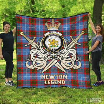 Newton Tartan Quilt with Clan Crest and the Golden Sword of Courageous Legacy - Tartan Vibes Clothing