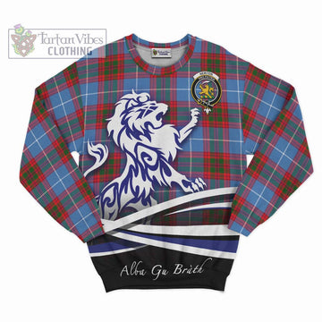 Newton Tartan Sweatshirt with Alba Gu Brath Regal Lion Emblem - Tartan Vibes Clothing