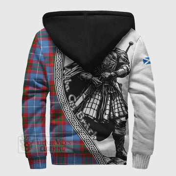 Newton Tartan Clan Crest Sherpa Hoodie with Highlander Warrior Celtic Style - Tartan Vibes Clothing
