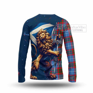 Newton Tartan Family Crest Long Sleeve T-Shirt with Scottish Majestic Lion - Tartan Vibes Clothing