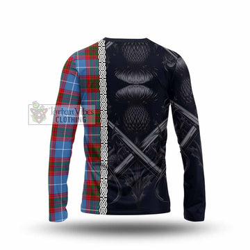 Newton Tartan Long Sleeve T-Shirt with Family Crest Cross Sword Thistle Celtic Vibes - Tartan Vibes Clothing