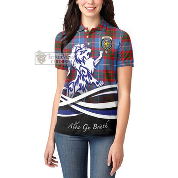 Newton Tartan Women's Polo Shirt with Alba Gu Brath Regal Lion Emblem - Tartan Vibes Clothing