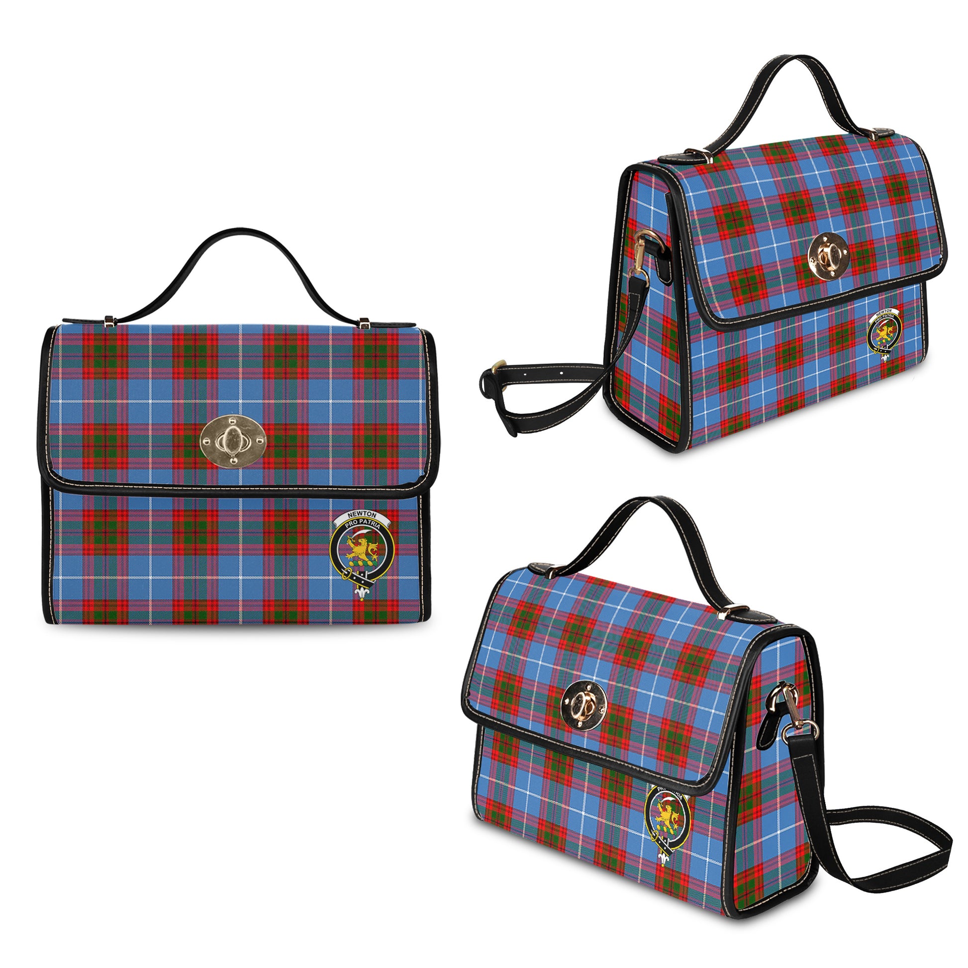 newton-tartan-leather-strap-waterproof-canvas-bag-with-family-crest