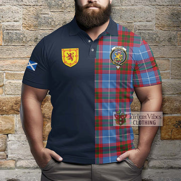 Newton Tartan Polo Shirt Alba with Scottish Lion Royal Arm Half Style - Tartan Vibes Clothing
