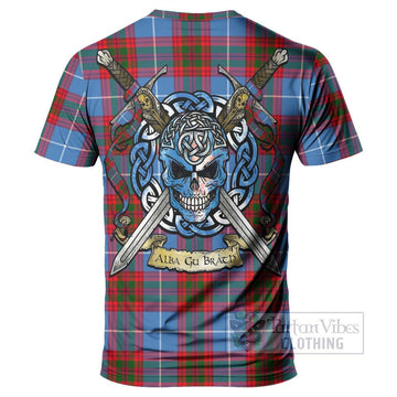 Newton Tartan T-Shirt with Family Crest Celtic Skull Style - Tartan Vibes Clothing