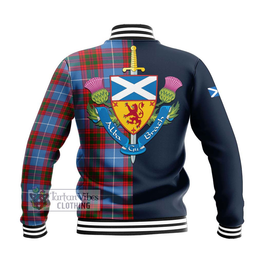 Newton Tartan Baseball Jacket Alba with Scottish Lion Royal Arm Half Style - Tartan Vibes Clothing