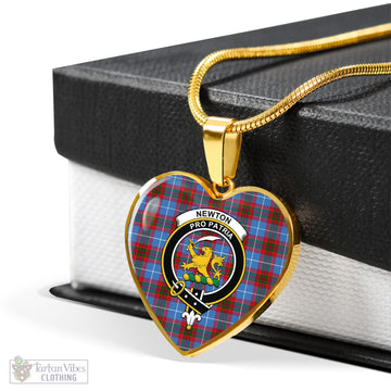 Newton Tartan Heart Necklace with Family Crest - Tartan Vibes Clothing