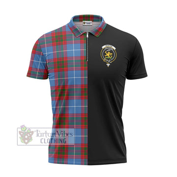 Newton Tartan Zipper Polo Shirt with Family Crest and Half Of Me Style - Tartan Vibes Clothing