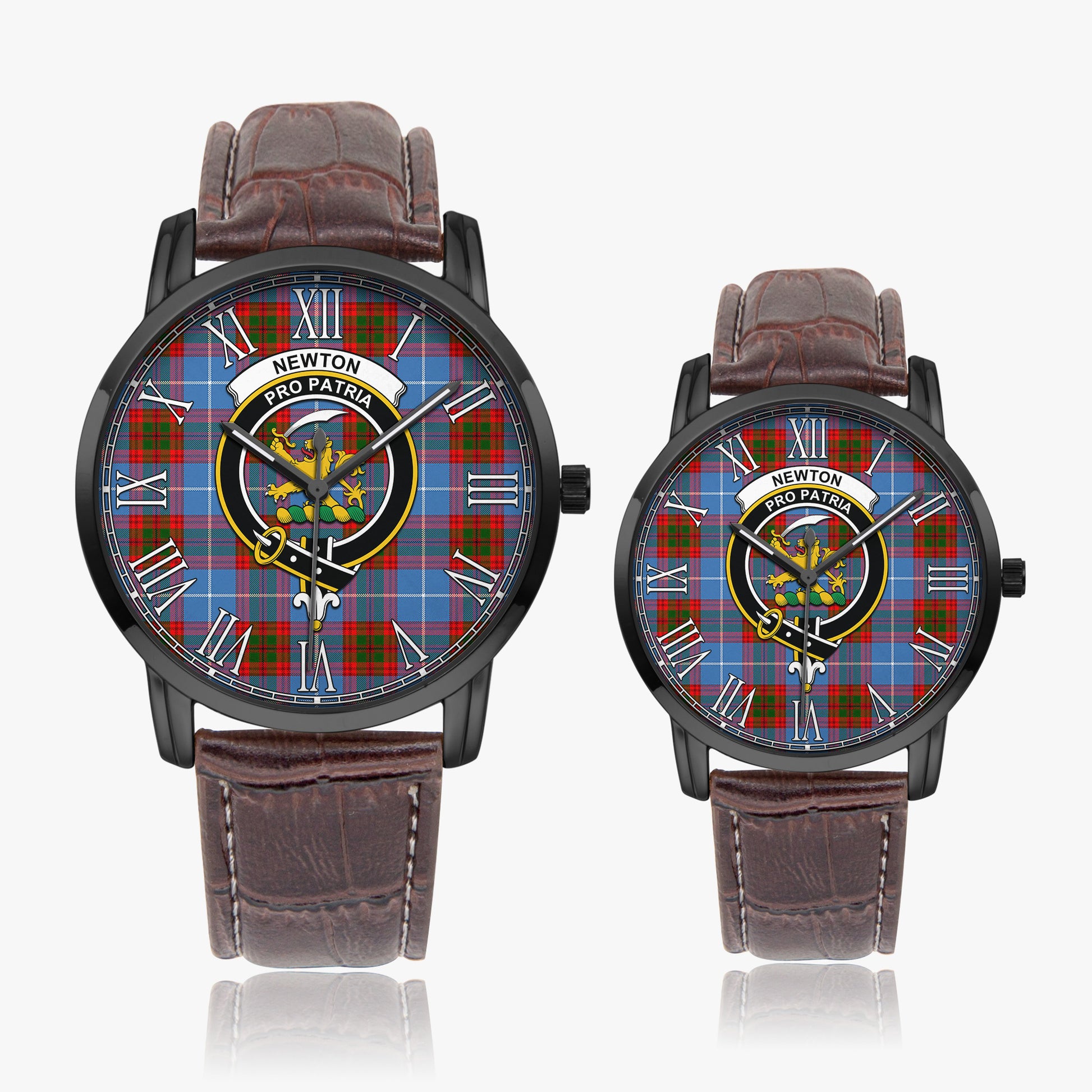 Newton Tartan Family Crest Leather Strap Quartz Watch - Tartan Vibes Clothing