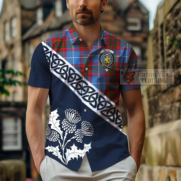Newton Tartan Hawaiian Shirt Featuring Thistle and Scotland Map - Tartan Vibes Clothing