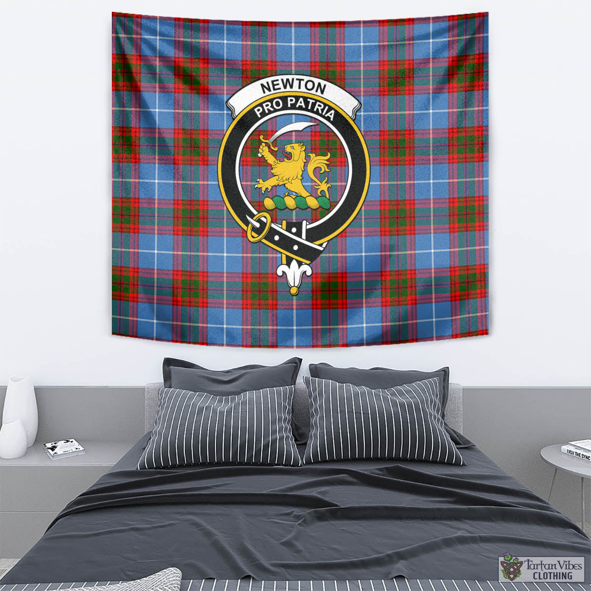 Newton Tartan Tapestry Wall Hanging and Home Decor for Room with Family Crest - Tartan Vibes Clothing