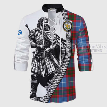 Newton Tartan Clan Crest Ghillie Kilt Shirt with Highlander Warrior Celtic Style - Tartan Vibes Clothing