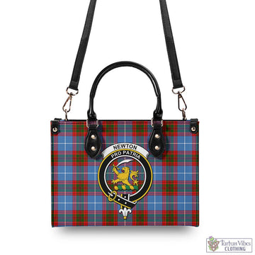 Newton Tartan Luxury Leather Handbags with Family Crest - Tartan Vibes Clothing