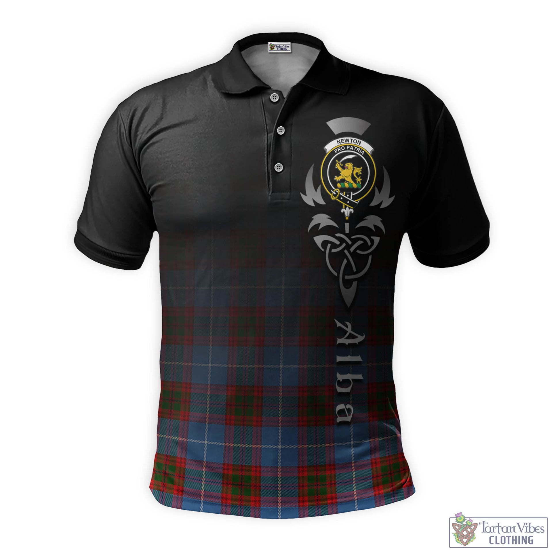 Newton Tartan Polo Shirt Featuring Alba Gu Brath Family Crest Celtic Inspired - Tartan Vibes Clothing