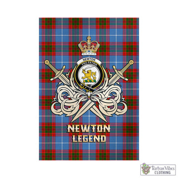 Newton Tartan Garden Flag with Clan Crest and the Golden Sword of Courageous Legacy