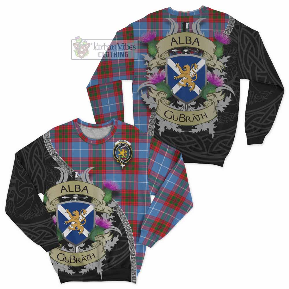 Newton Tartan Family Crest Sweatshirt Lion Rampant Royal Thistle Shield Celtic Inspired - Tartan Vibes Clothing