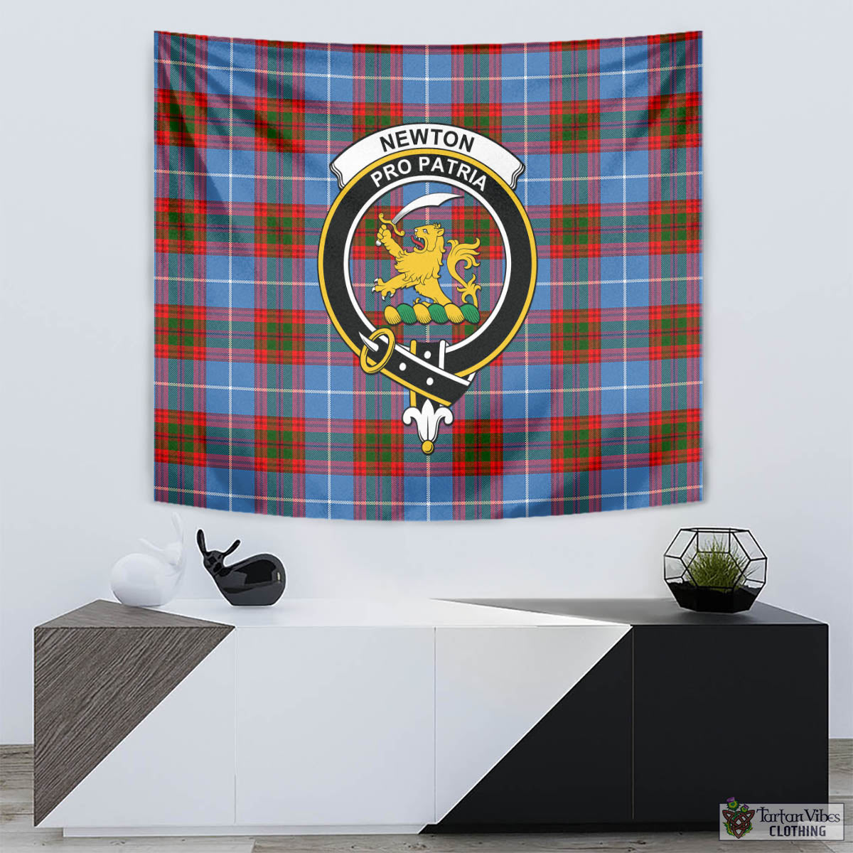 Newton Tartan Tapestry Wall Hanging and Home Decor for Room with Family Crest - Tartan Vibes Clothing