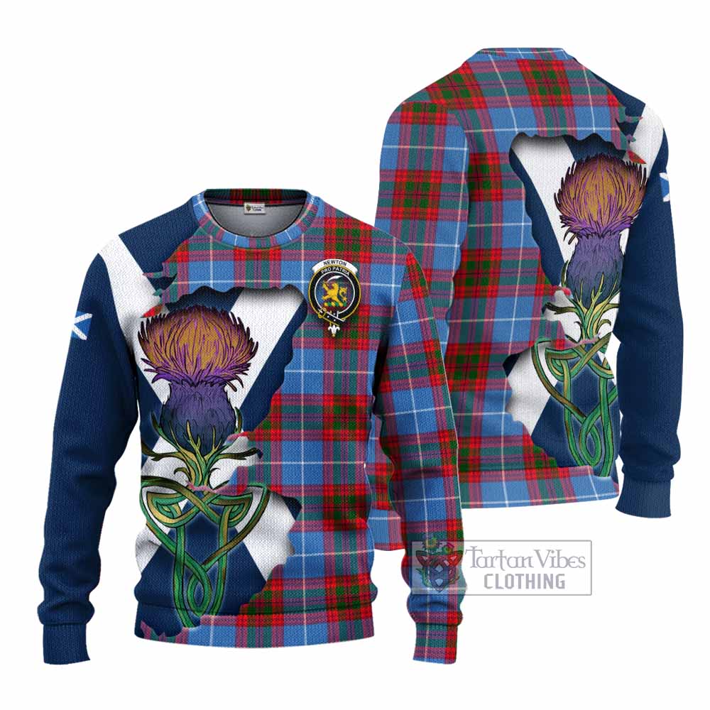 Newton Tartan Family Crest Knitted Sweater Scottish Thistle Celtic Inspired - Tartan Vibes Clothing