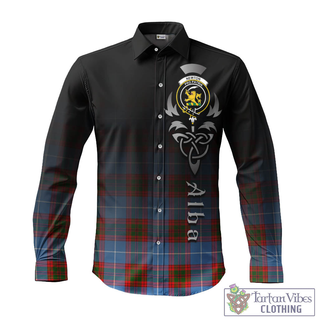 Tartan Vibes Clothing Newton Tartan Long Sleeve Button Up Featuring Alba Gu Brath Family Crest Celtic Inspired