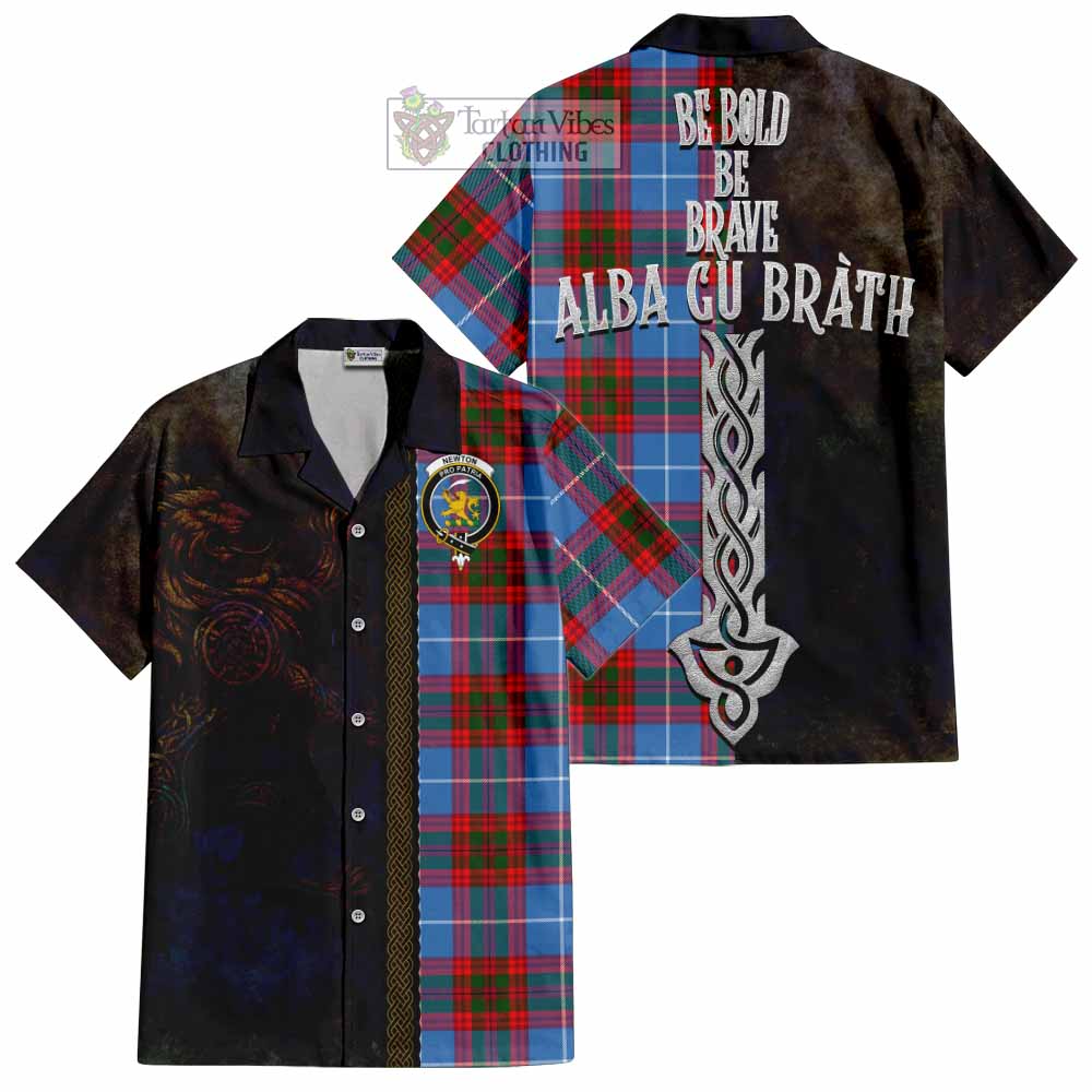 Newton Tartan Family Crest Hawaiian Shirt Alba Gu Brath Be Brave Lion Ancient Style - Tartan Vibes Clothing
