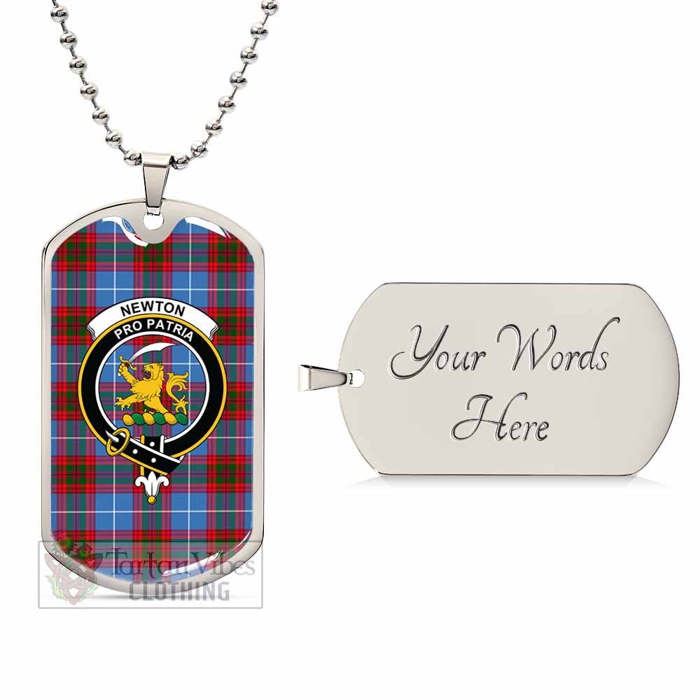 Newton Tartan Dog Tag Necklace with Family Crest Silver Yes - Tartan Vibes Clothing
