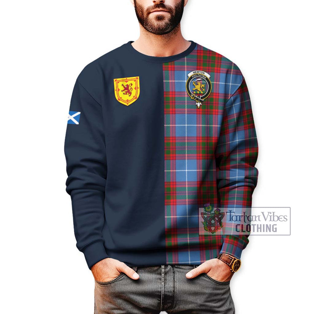 Newton Tartan Sweatshirt Alba with Scottish Lion Royal Arm Half Style - Tartan Vibes Clothing