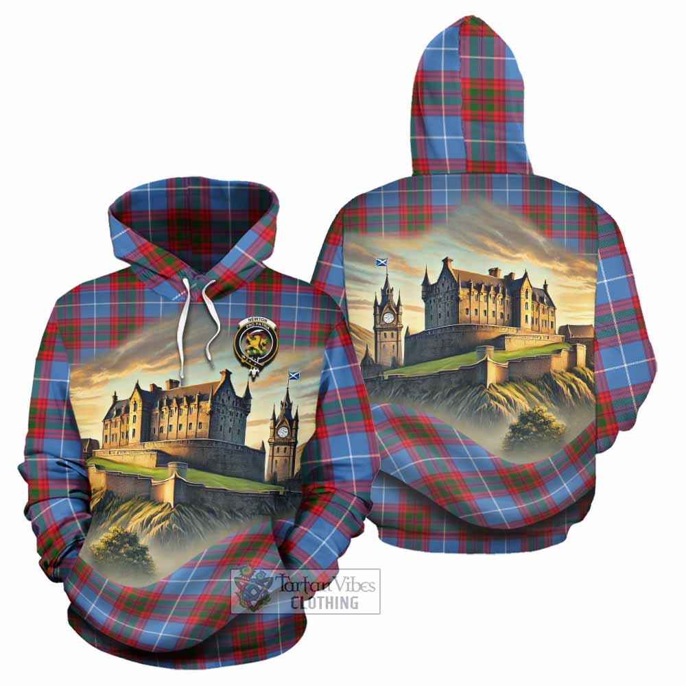 Newton Tartan Family Crest Hoodie with Scottish Ancient Castle Style - Tartan Vibes Clothing