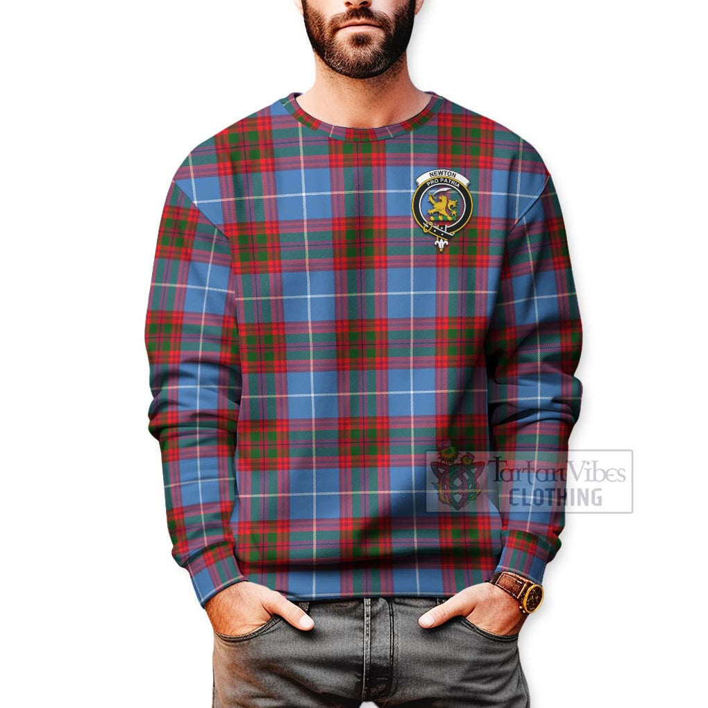 Newton Tartan Sweatshirt with Family Crest Celtic Skull Style - Tartan Vibes Clothing