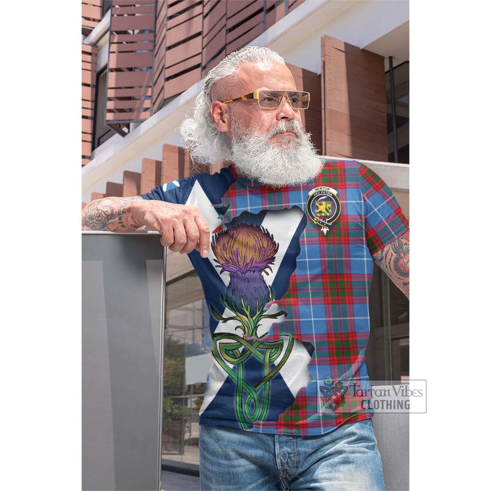 Newton Tartan Family Crest Cotton T-shirt Scottish Thistle Celtic Inspired - Tartan Vibes Clothing