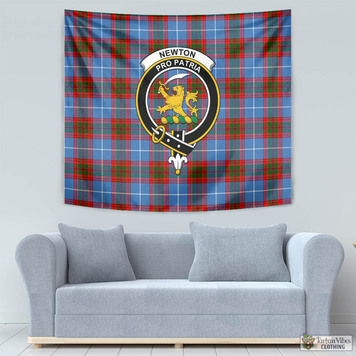 Newton Tartan Tapestry Wall Hanging and Home Decor for Room with Family Crest - Tartan Vibes Clothing