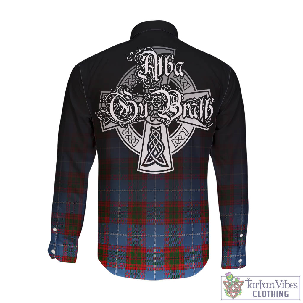 Tartan Vibes Clothing Newton Tartan Long Sleeve Button Up Featuring Alba Gu Brath Family Crest Celtic Inspired