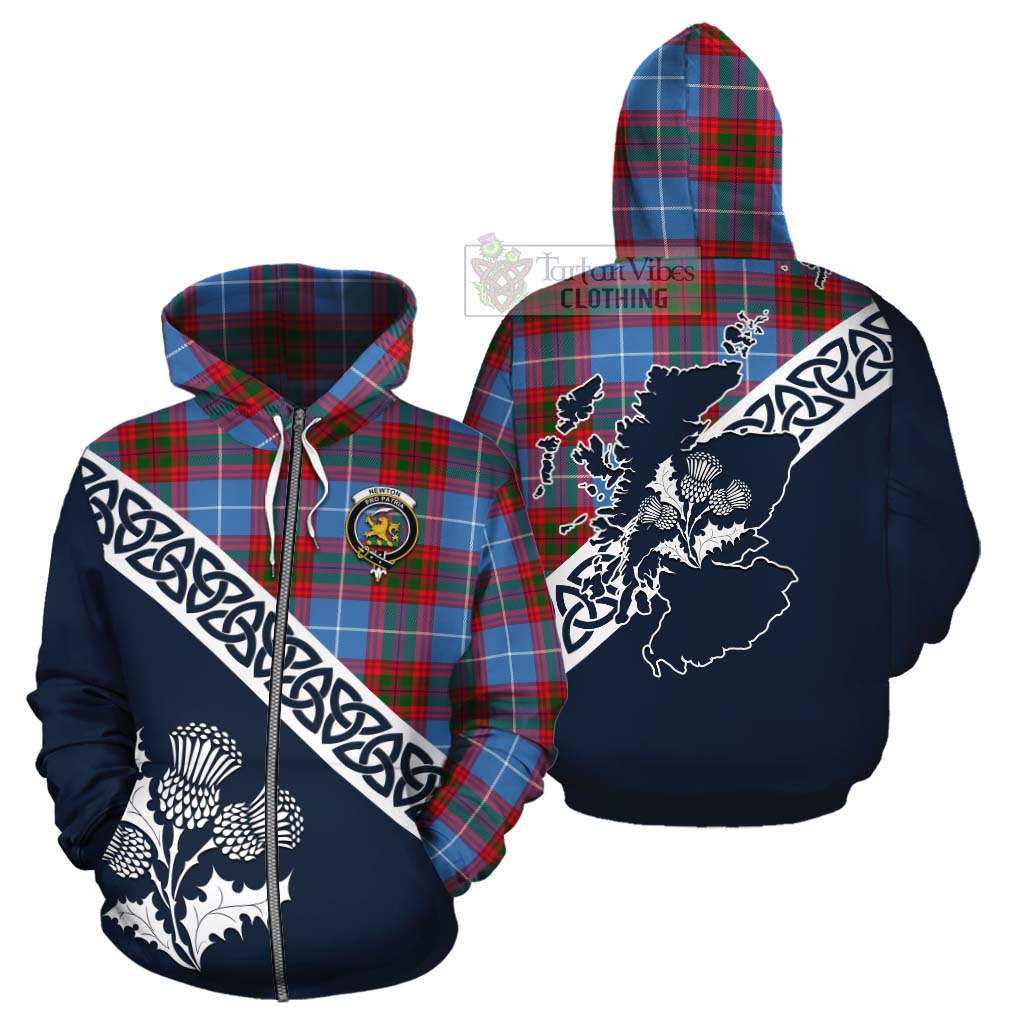 Newton Tartan Cotton Hoodie Featuring Thistle and Scotland Map - Tartan Vibes Clothing