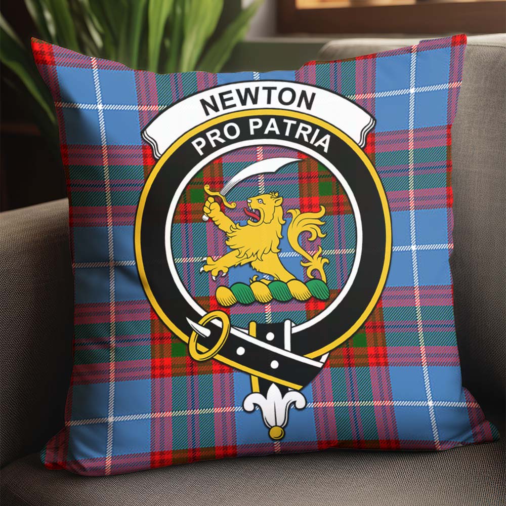 Newton Tartan Pillow Cover with Family Crest - Tartan Vibes Clothing