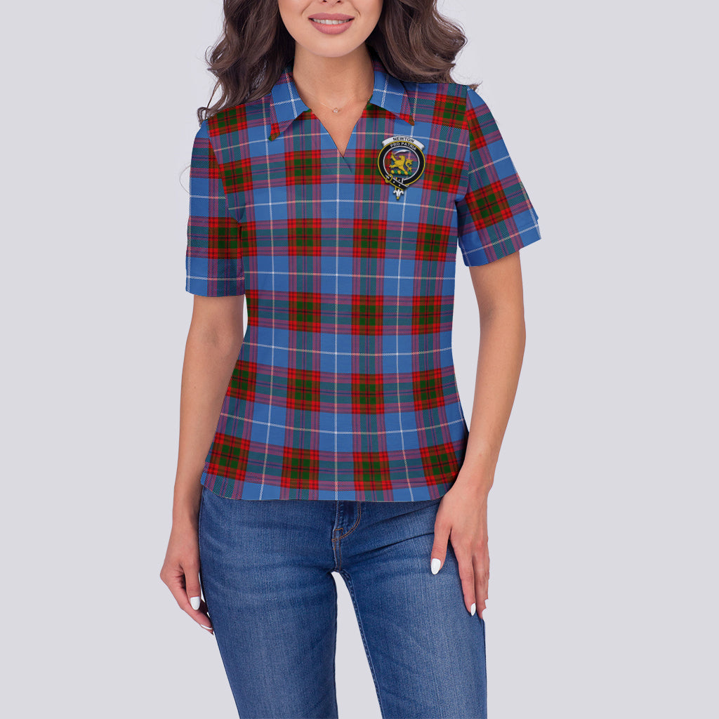 Newton Tartan Polo Shirt with Family Crest For Women - Tartan Vibes Clothing