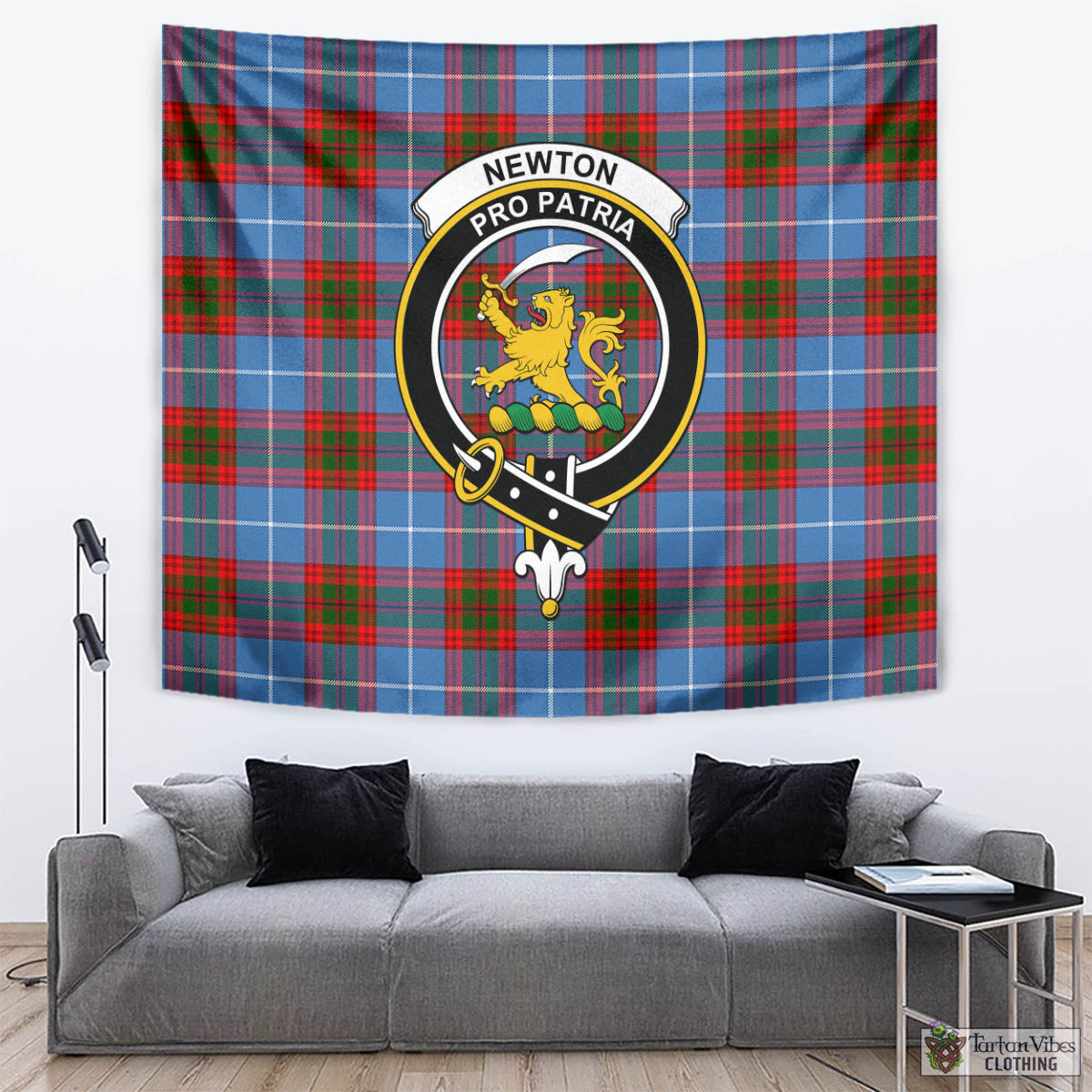 Newton Tartan Tapestry Wall Hanging and Home Decor for Room with Family Crest - Tartan Vibes Clothing