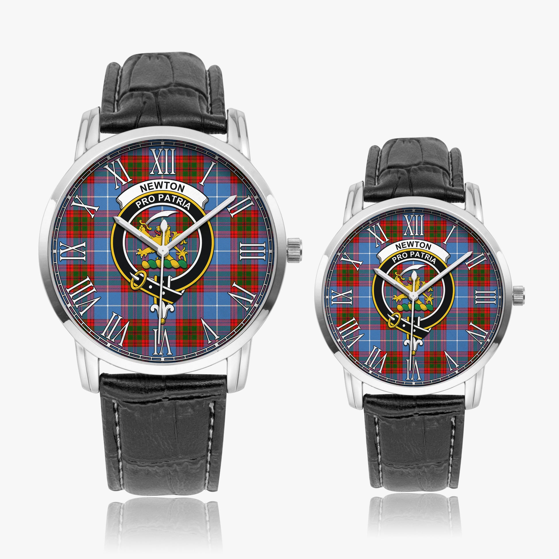 Newton Tartan Family Crest Leather Strap Quartz Watch - Tartan Vibes Clothing