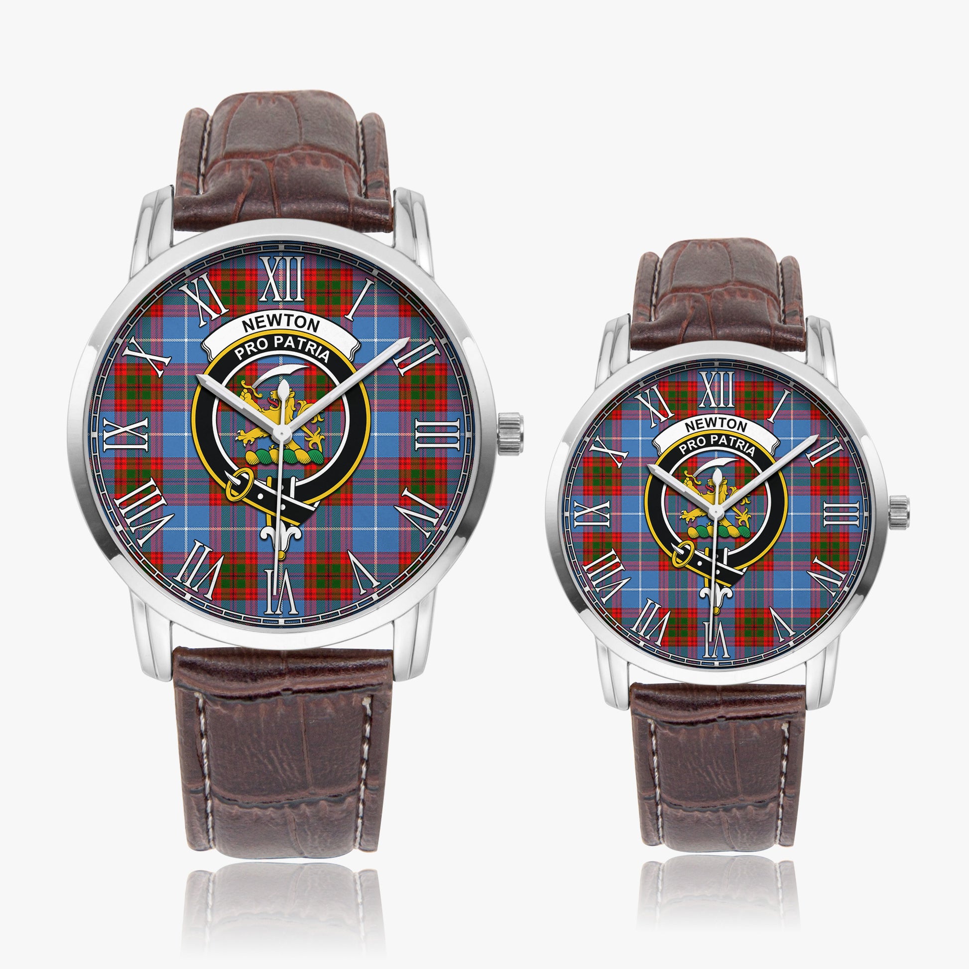 Newton Tartan Family Crest Leather Strap Quartz Watch - Tartan Vibes Clothing