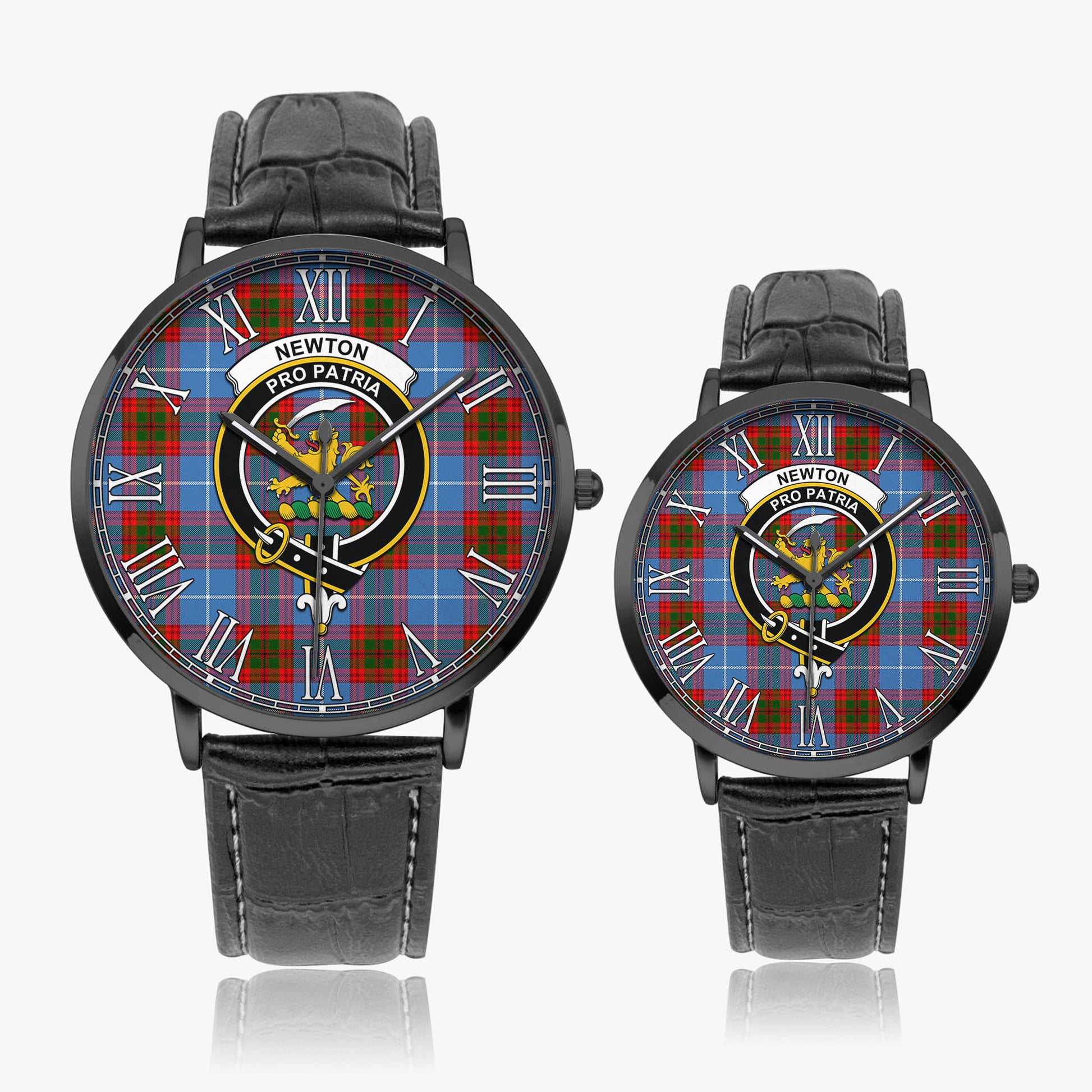 Newton Tartan Family Crest Leather Strap Quartz Watch - Tartan Vibes Clothing