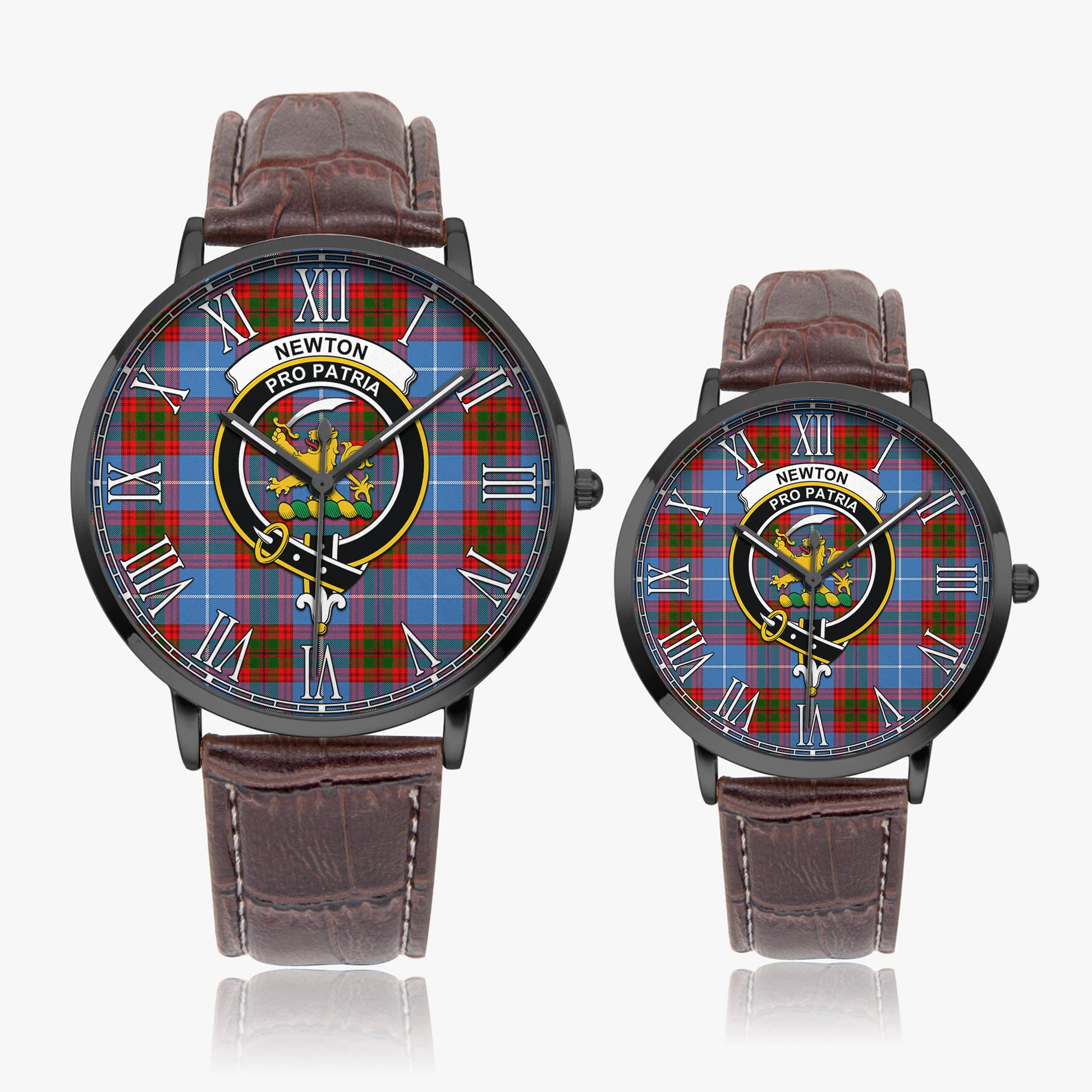 Newton Tartan Family Crest Leather Strap Quartz Watch - Tartan Vibes Clothing