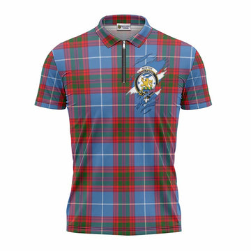 Newton Clan Crest In Me Tartan Zipper Polo Shirt Scotland Flag Style