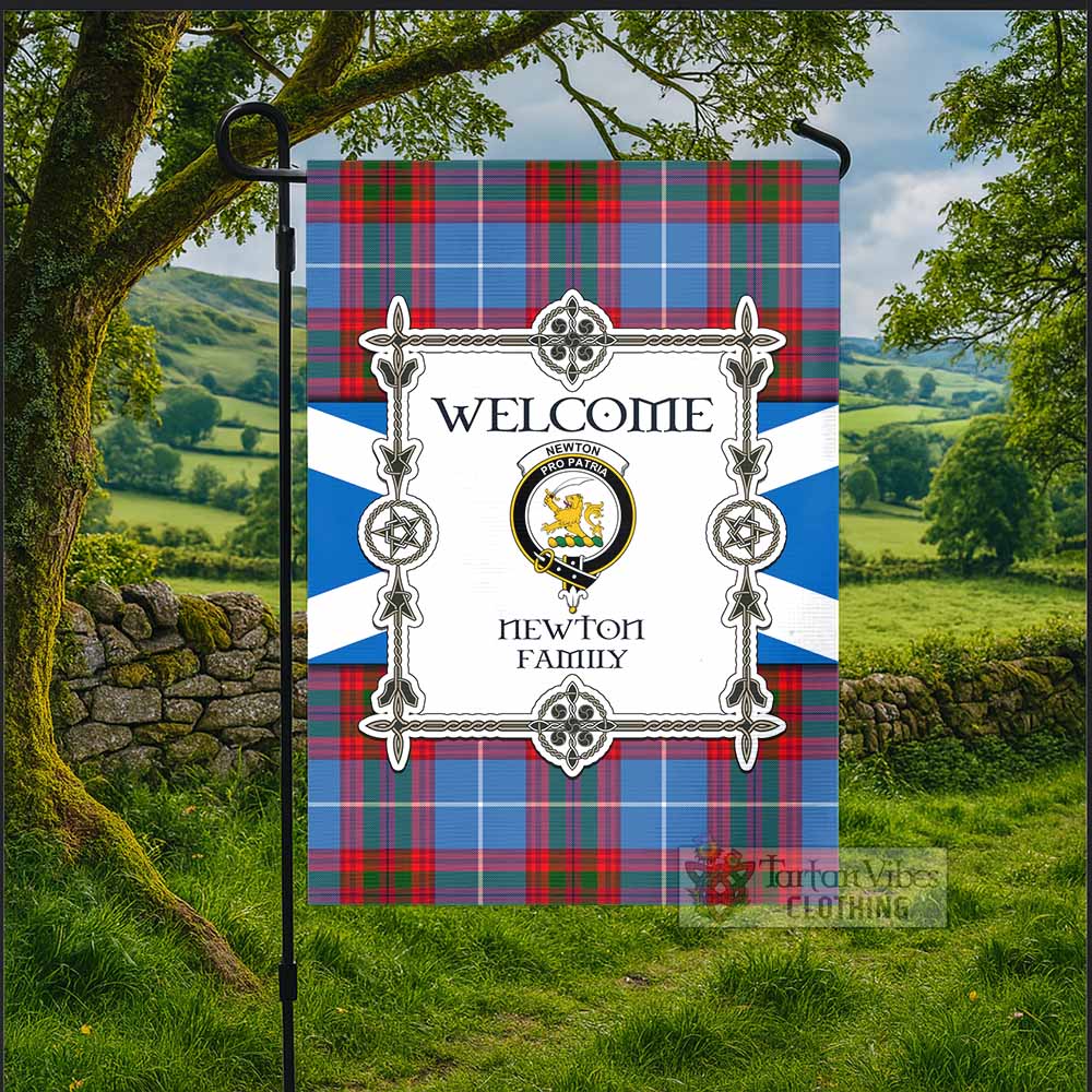 Newton Family Crest Tartan Welcome Garden Flag Saltire Harmony Style - Tartan Vibes Clothing