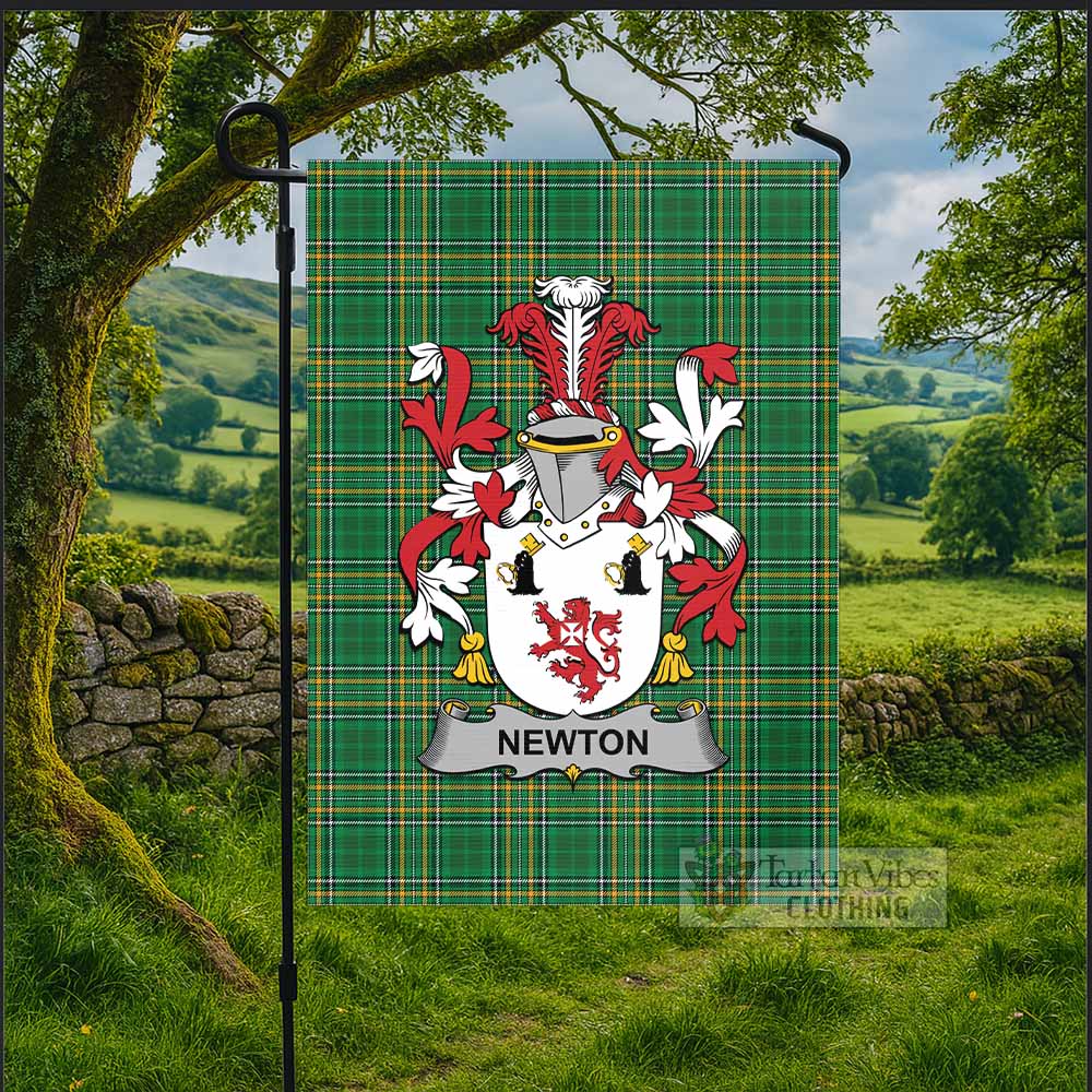 Newton Irish Clan Tartan Flag with Coat of Arms