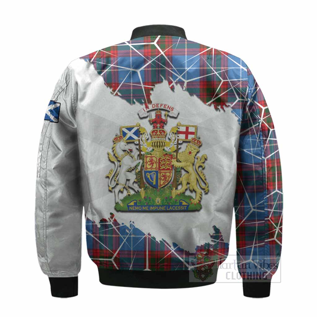 Newton Tartan Bomber Jacket with Family Crest and Lion Rampant Grunge Style