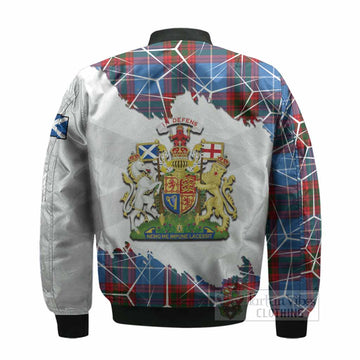 Newton Tartan Bomber Jacket with Family Crest and Lion Rampant Grunge Style