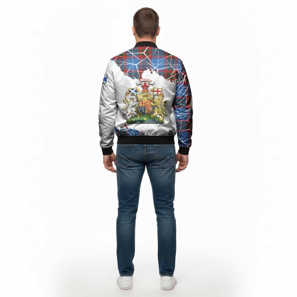 Newton Tartan Bomber Jacket with Family Crest and Lion Rampant Grunge Style